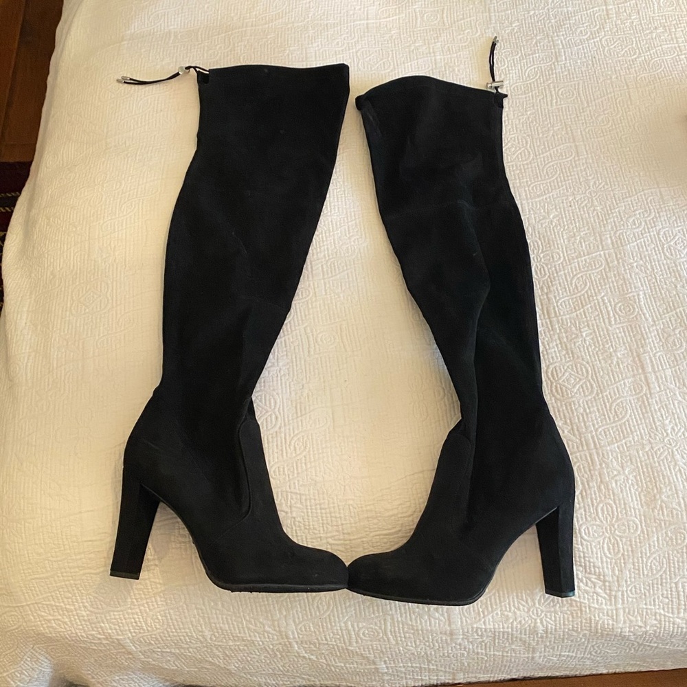 Sam Edelman black suede heeled over the knee boot